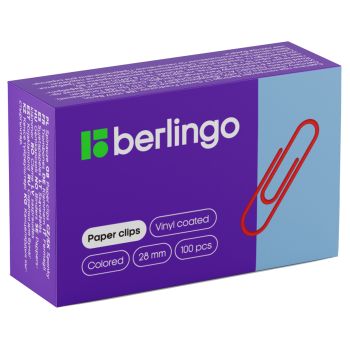 Скрепки 28мм, Berlingo, 100шт., цветные, карт. упаковка Скрепки 28мм, Berlingo, 100шт., цветные, карт. упаковка