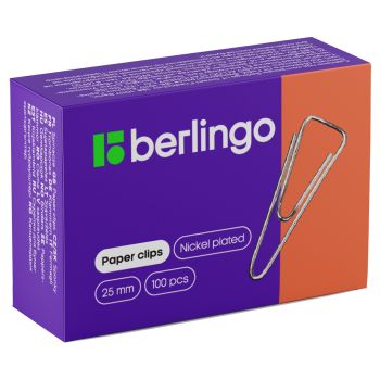 Скрепки 25мм, Berlingo, 100шт., никелированные треугольные, с отогнутым носиком, карт. упаковка Скрепки 25мм, Berlingo, 100шт., никелированные треугольные, с отогнутым носиком, карт. упаковка