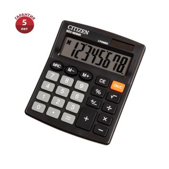 Калькулятор настольный Citizen SDC-805NR, 8 разр., двойное питание, 105*120*21мм, черный Калькулятор настольный Citizen SDC-805NR, 8 разр., двойное питание, 105*120*21мм, черный