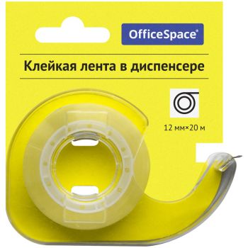 Клейкая лента 12мм*20м, OfficeSpace, прозрачная, в пластиковом диспенсере, европодвес Клейкая лента 12мм*20м, OfficeSpace, прозрачная, в пластиковом диспенсере, европодвес