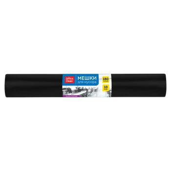 Мешки для мусора 180л OfficeClean ПВД, 90*110 см, 65 мкм, 10шт., особо прочные, черные, в рулоне Мешки для мусора 180л OfficeClean ПВД, 90*110 см, 65 мкм, 10шт., особо прочные, черные, в рулоне