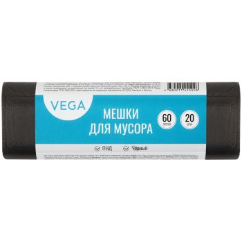 Мешки для мусора 60л Vega ПНД, 58*65см, 6мкм, 20шт., черные, в рулоне Мешки для мусора 60л Vega ПНД, 58*65см, 6мкм, 20шт., черные, в рулоне