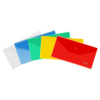 Папка-конверт на кнопке СТАММ С6, 180мкм, пластик, прозрачная, ассорти Папка-конверт на кнопке СТАММ С6, 180мкм, пластик, прозрачная, ассорти
