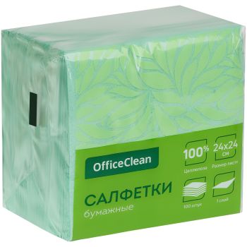 Салфетки бумажные OfficeClean, 1 слойн., 24*24см, зеленые, 100шт. Салфетки бумажные OfficeClean, 1 слойн., 24*24см, зеленые, 100шт.